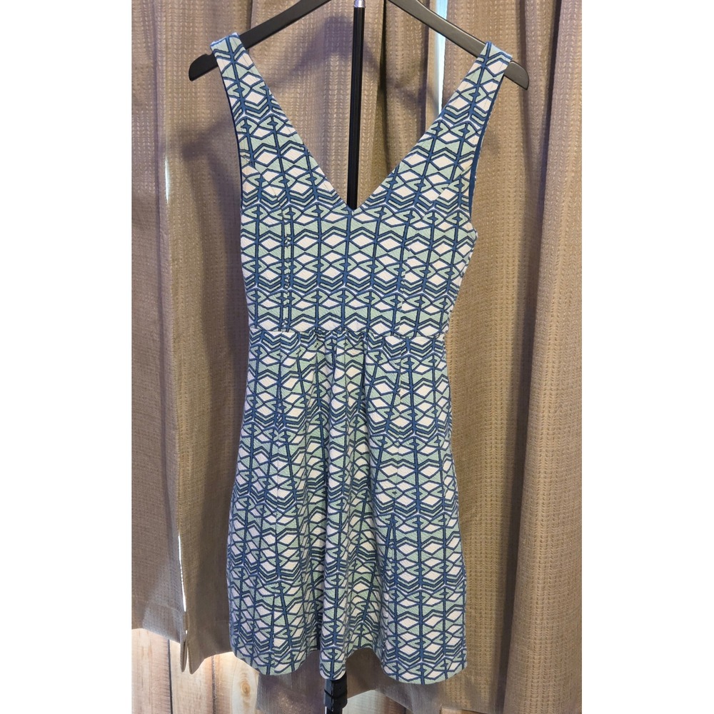 Maeve Geometric Pattern Sleeveless Dress Women's Size 0 Open Back 2 Button